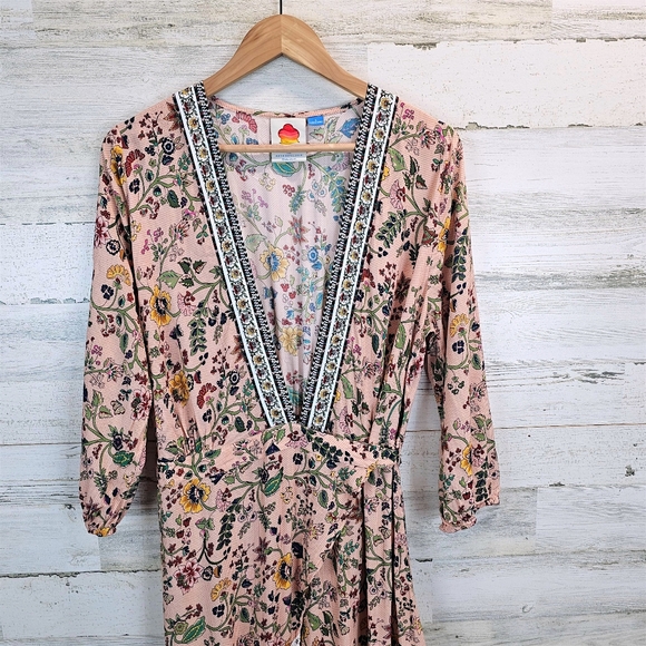 Anthropologie FARM Rio Clara Floral Wrap Dress Large - Picture 4 of 16